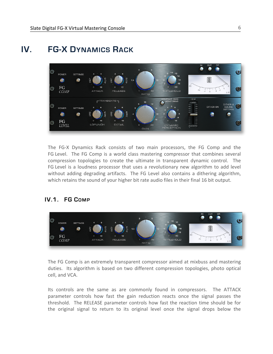 Iv. fg-x | Slate Digital FG-X Virtual Mastering Processor User Manual | Page 6 / 21