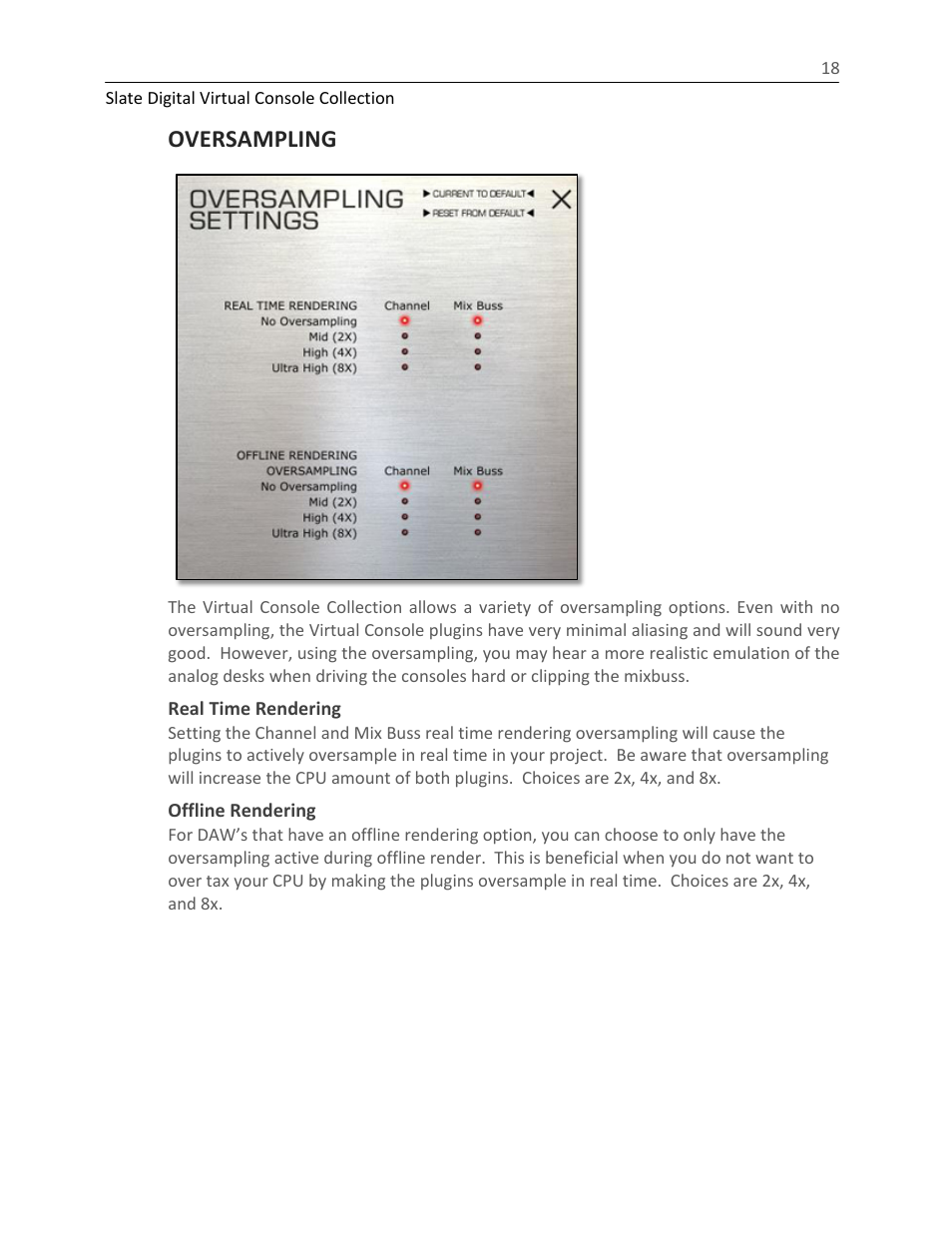 Oversampling | Slate Digital The Virtual Console Collection User Manual | Page 18 / 23