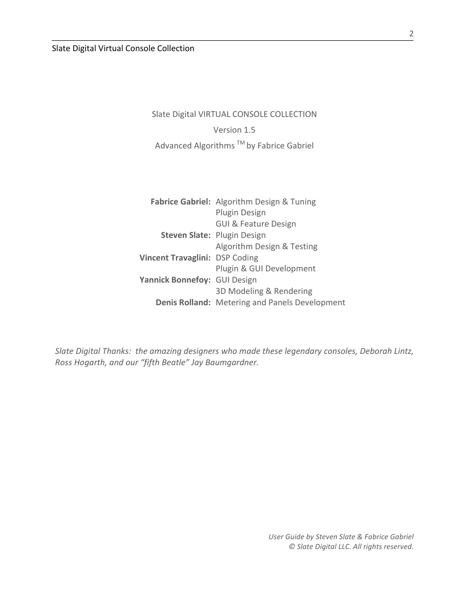 Slate Digital The Virtual Console Collection User Manual | Page 2 / 23