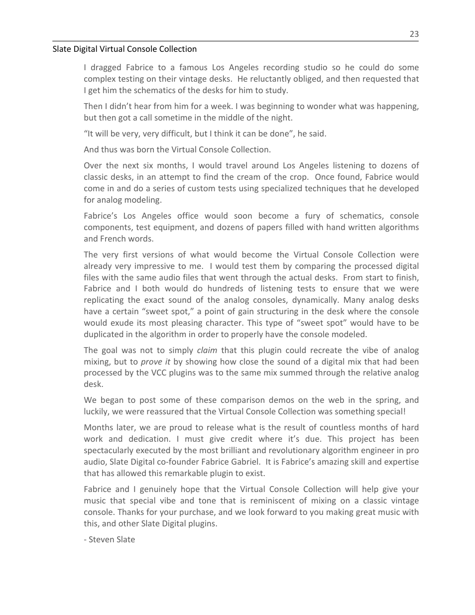 Slate Digital The Virtual Console Collection User Manual | Page 23 / 23