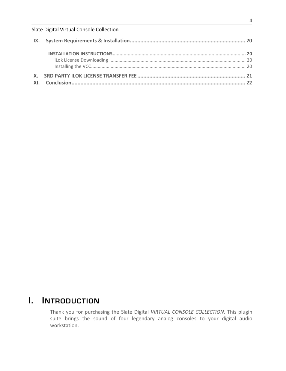 I. i, Ntroduction | Slate Digital The Virtual Console Collection User Manual | Page 4 / 23