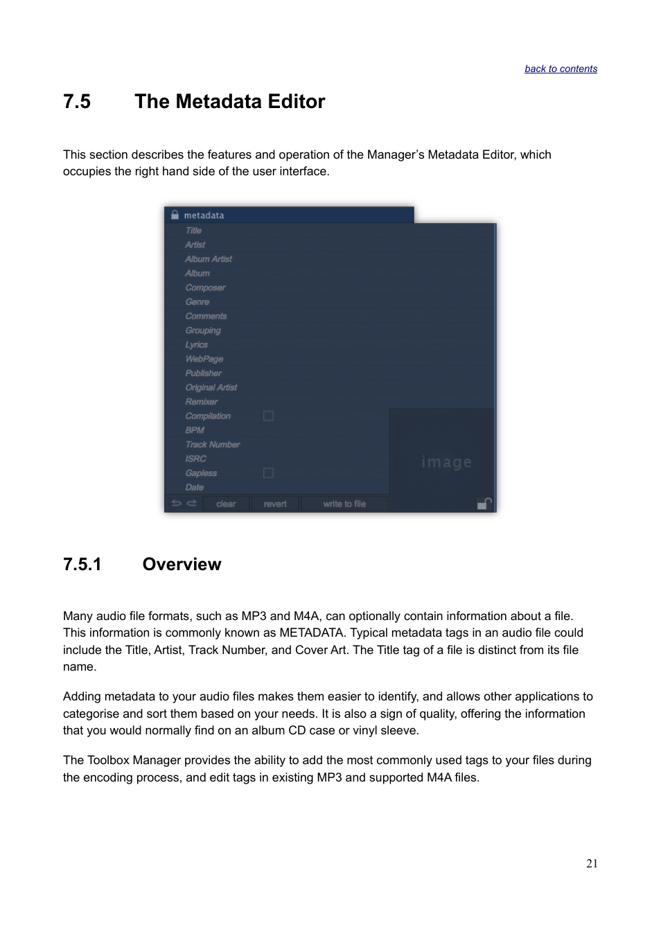 5 the metadata editor, 1 overview | Sonnox Fraunhofer Codec Toolbox User Manual | Page 23 / 45