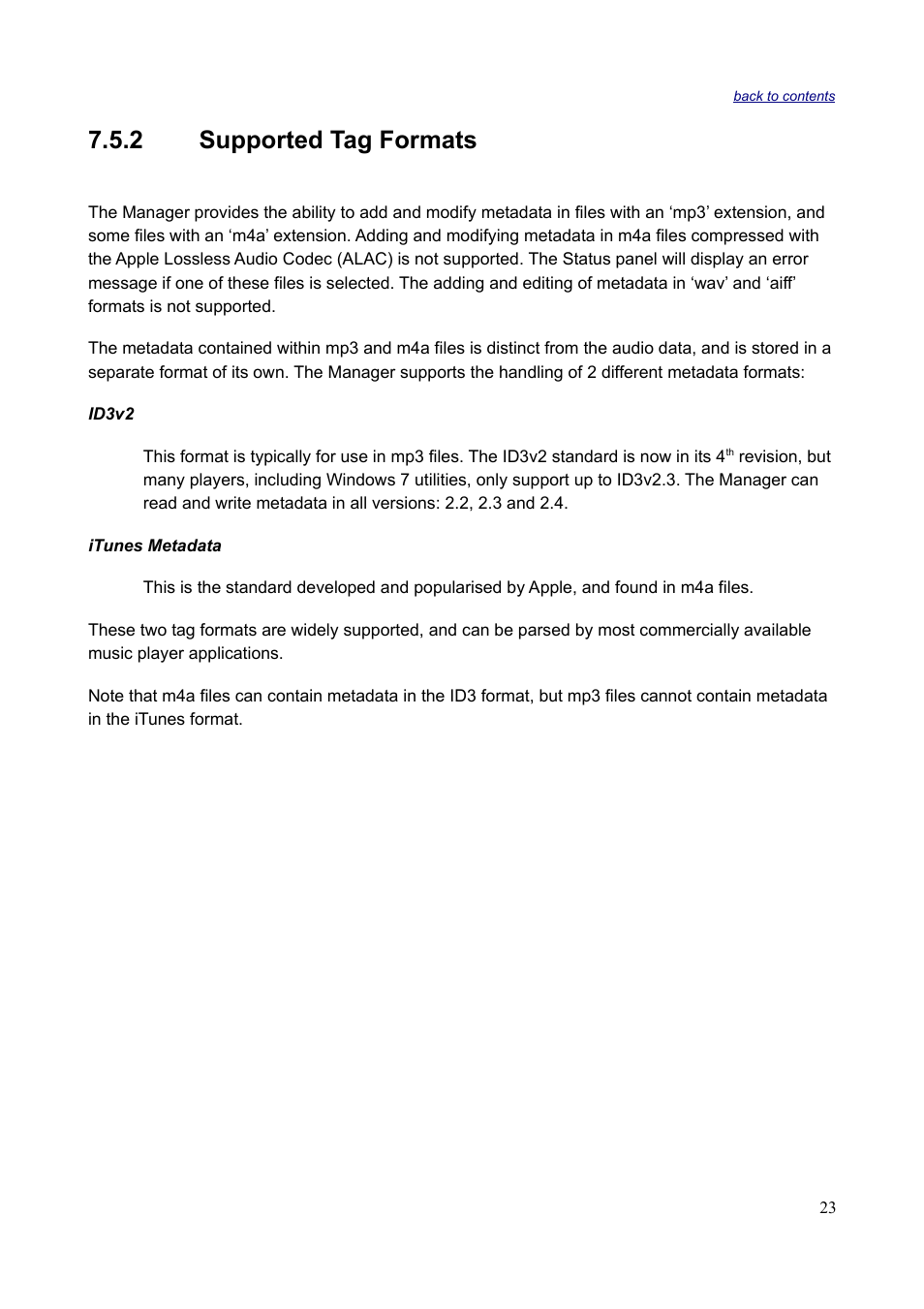 2 supported tag formats | Sonnox Fraunhofer Codec Toolbox User Manual | Page 25 / 45