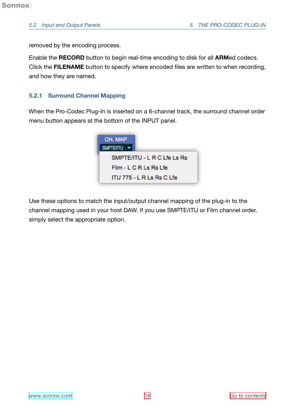 Surround channel mapping, 1 surround channel mapping | Sonnox Fraunhofer Pro-Codec User Manual | Page 16 / 89
