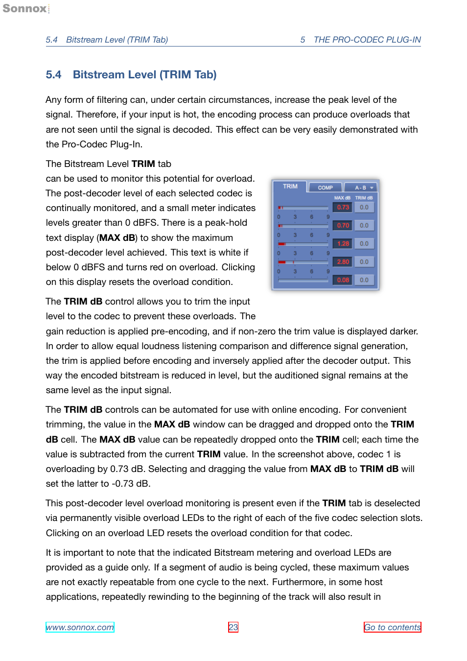 Bitstream level (trim tab), 4 bitstream level (trim tab) | Sonnox Fraunhofer Pro-Codec User Manual | Page 23 / 89