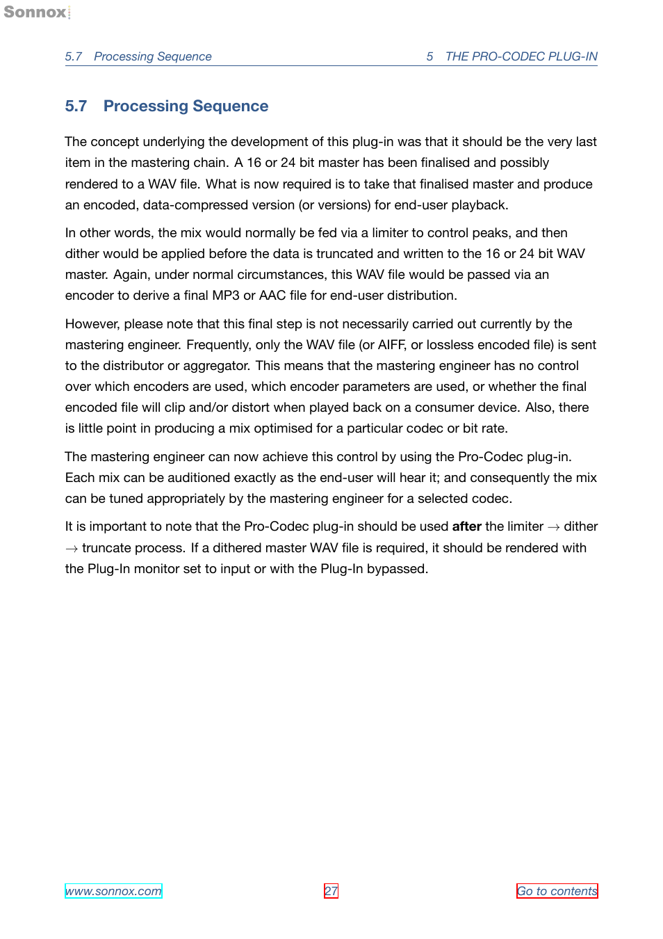 Processing sequence, 7 processing sequence | Sonnox Fraunhofer Pro-Codec User Manual | Page 27 / 89