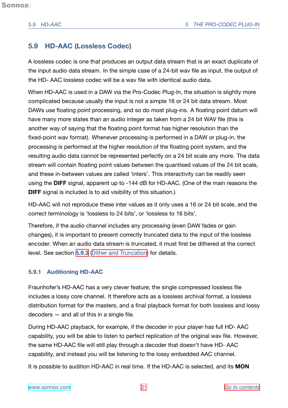 Hd-aac, Auditioning hd-aac, 9 hd-aac | 1 auditioning hd-aac | Sonnox Fraunhofer Pro-Codec User Manual | Page 31 / 89