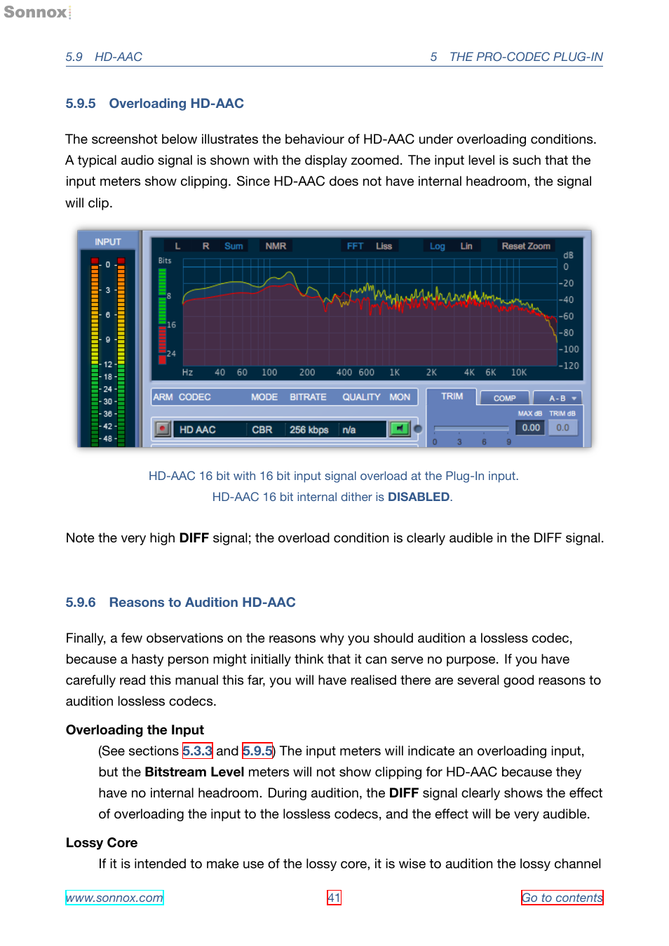 Overloading hd-aac, Reasons to audition hd-aac, 5 overloading hd-aac | 6 reasons to audition hd-aac | Sonnox Fraunhofer Pro-Codec User Manual | Page 41 / 89