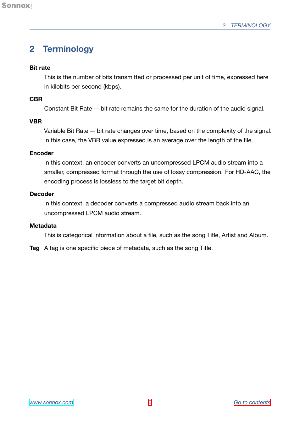 Terminology, 2 terminology | Sonnox Fraunhofer Pro-Codec User Manual | Page 6 / 89
