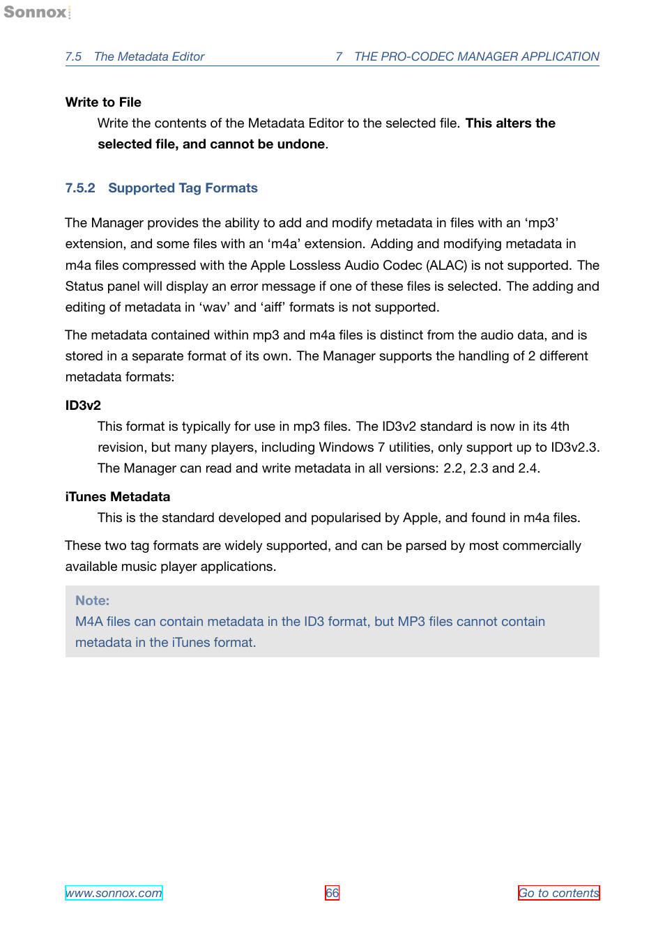 Supported tag formats, 2 supported tag formats | Sonnox Fraunhofer Pro-Codec User Manual | Page 66 / 89
