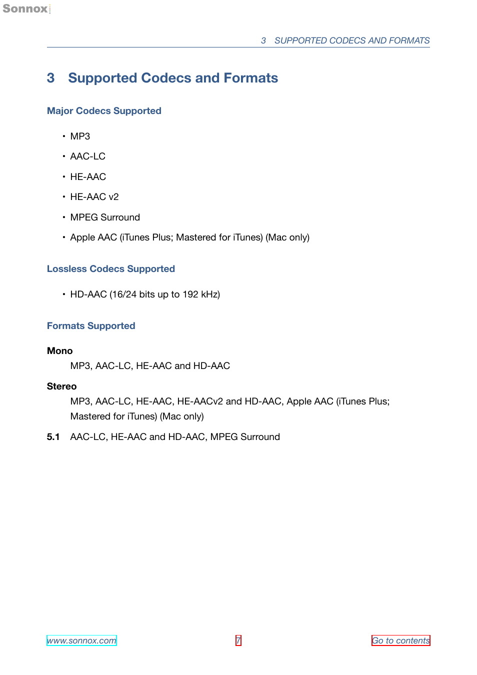Supported codecs and formats, 3 supported codecs and formats | Sonnox Fraunhofer Pro-Codec User Manual | Page 7 / 89