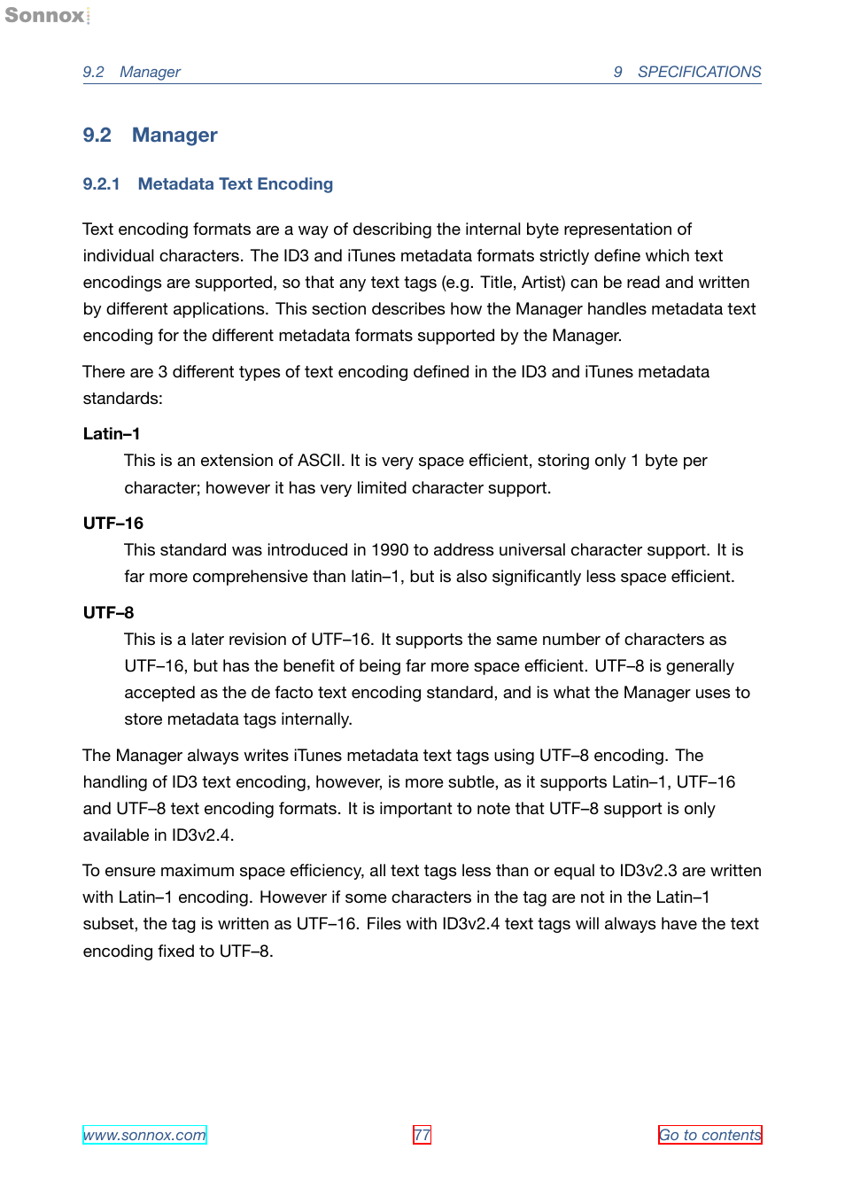Manager, Metadata text encoding, 2 manager | 1 metadata text encoding | Sonnox Fraunhofer Pro-Codec User Manual | Page 77 / 89