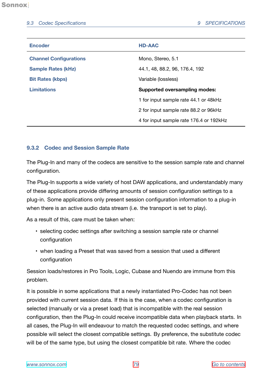 Codec and session sample rate, 2 codec and session sample rate | Sonnox Fraunhofer Pro-Codec User Manual | Page 79 / 89