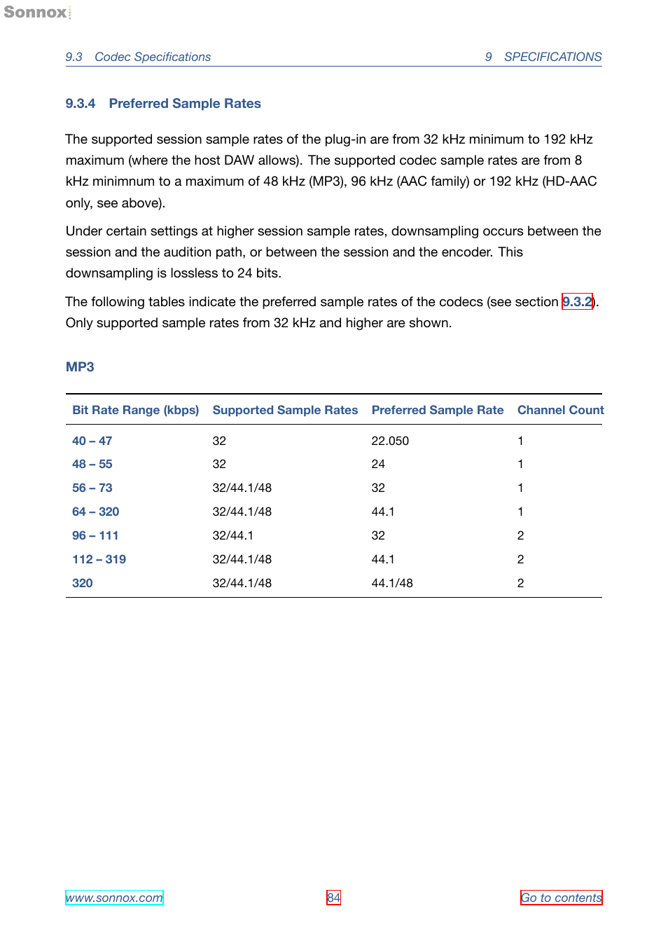 Preferred sample rates, 4 preferred sample rates, Preferred sample rates) | Sonnox Fraunhofer Pro-Codec User Manual | Page 84 / 89