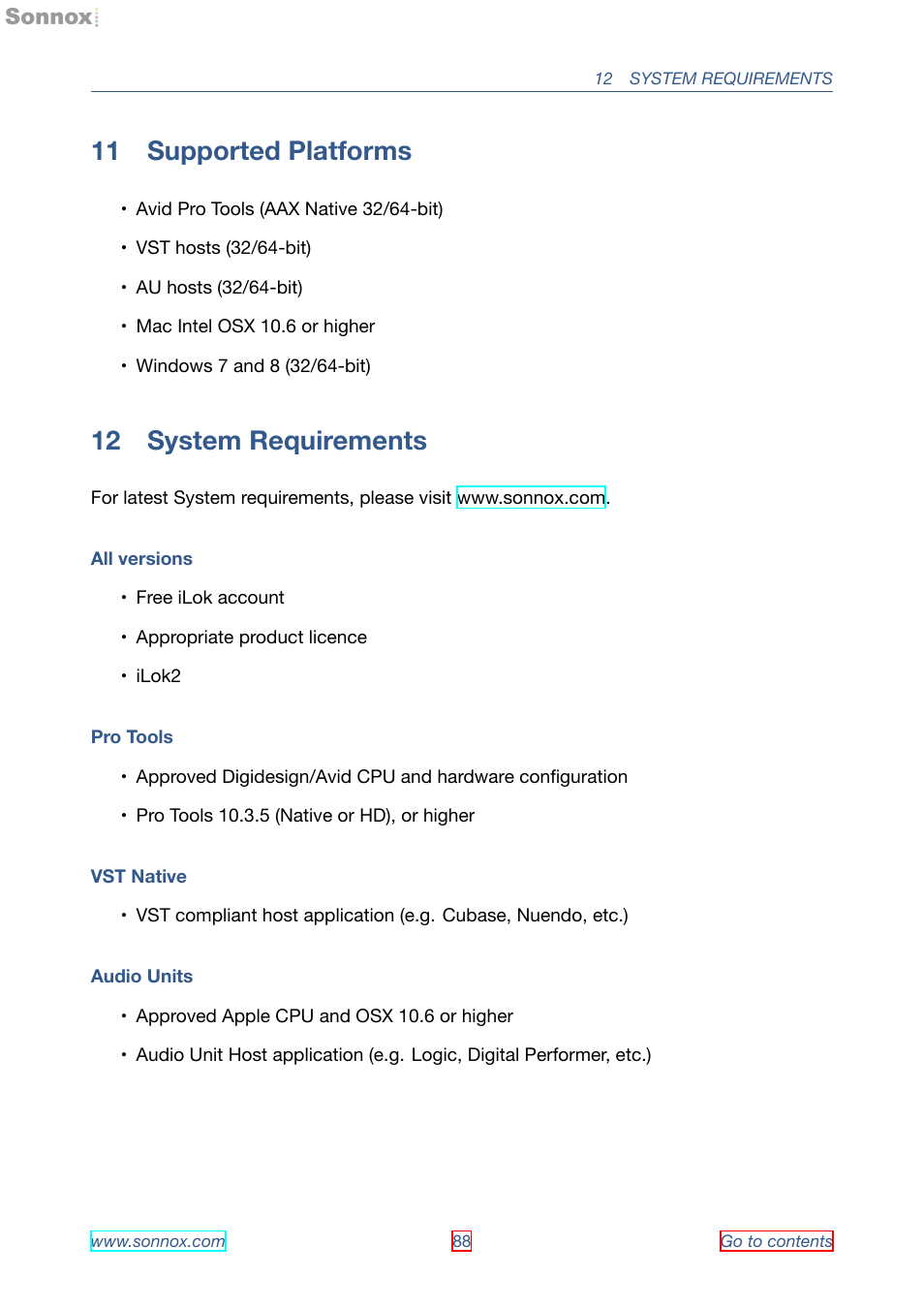 Supported platforms, System requirements, 11 supported platforms | 12 system requirements | Sonnox Fraunhofer Pro-Codec User Manual | Page 88 / 89