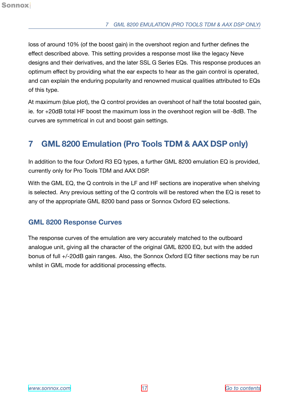Gml 8200 emulation (pro tools tdm & aax dsp only) | Sonnox Oxford EQ including GML User Manual | Page 17 / 24