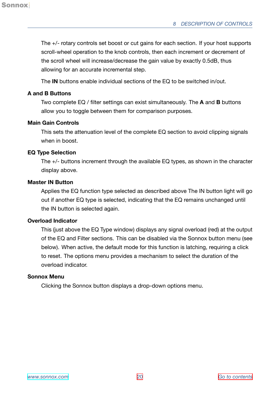 Sonnox Oxford EQ including GML User Manual | Page 20 / 24