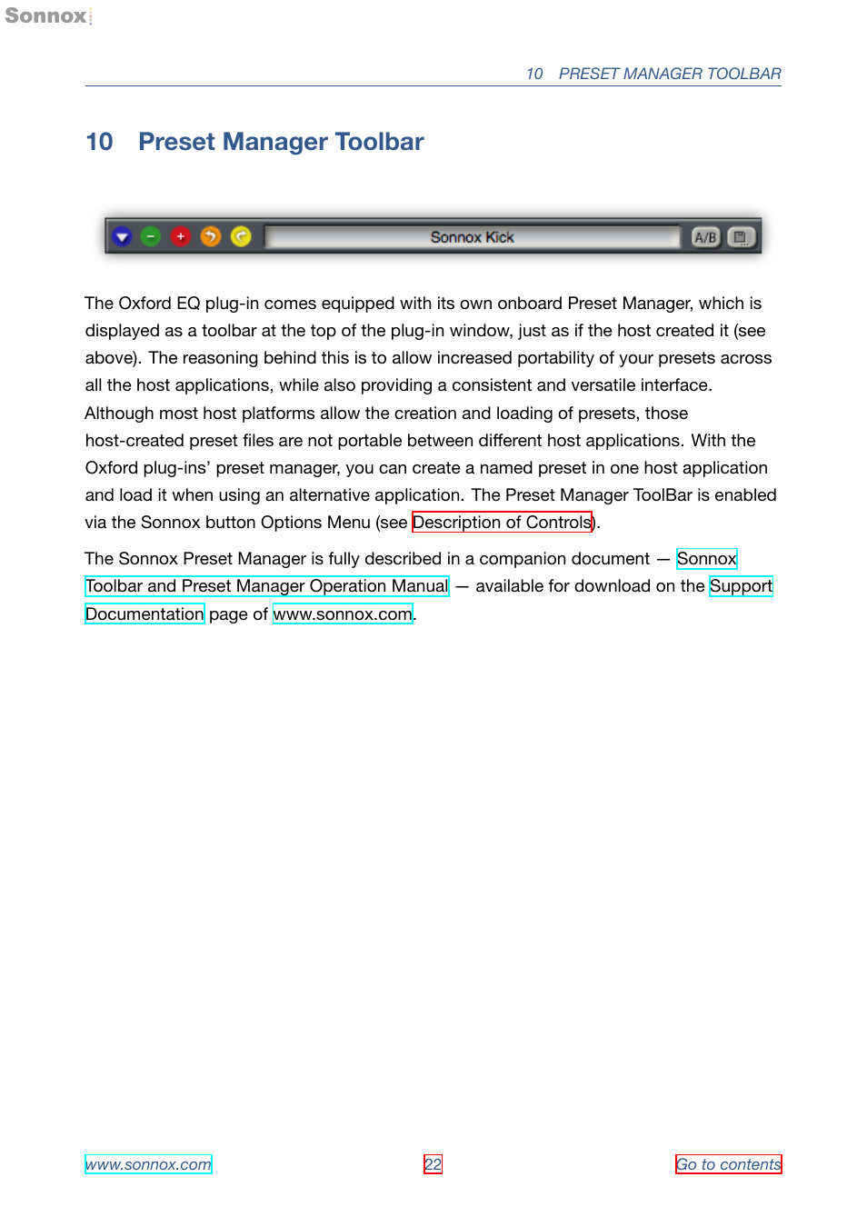 Preset manager toolbar, 10 preset manager toolbar | Sonnox Oxford EQ including GML User Manual | Page 22 / 24