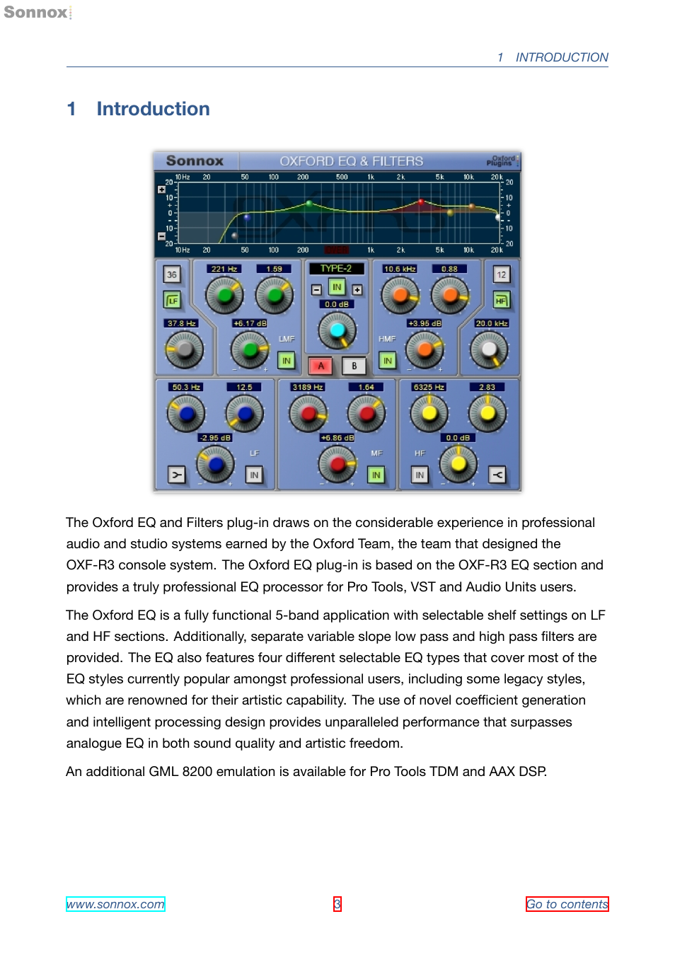 Introduction, 1 introduction | Sonnox Oxford EQ including GML User Manual | Page 3 / 24