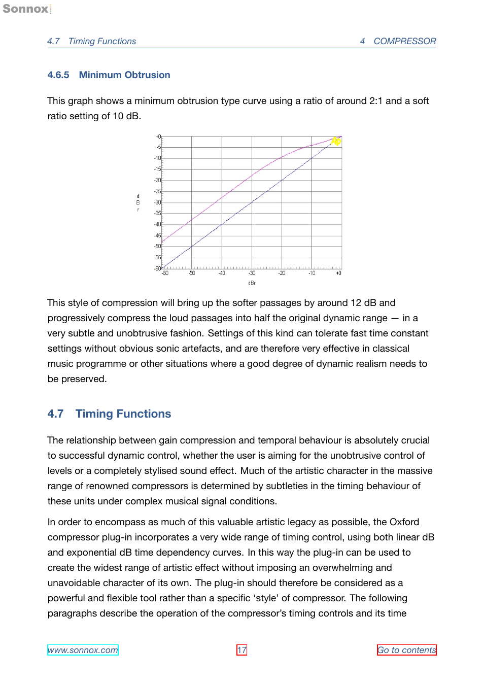 Minimum obtrusion, Timing functions, 5 minimum obtrusion | 7 timing functions | Sonnox Oxford Dynamics User Manual | Page 17 / 50