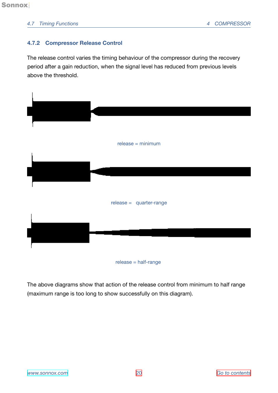 Compressor release control, 2 compressor release control | Sonnox Oxford Dynamics User Manual | Page 20 / 50