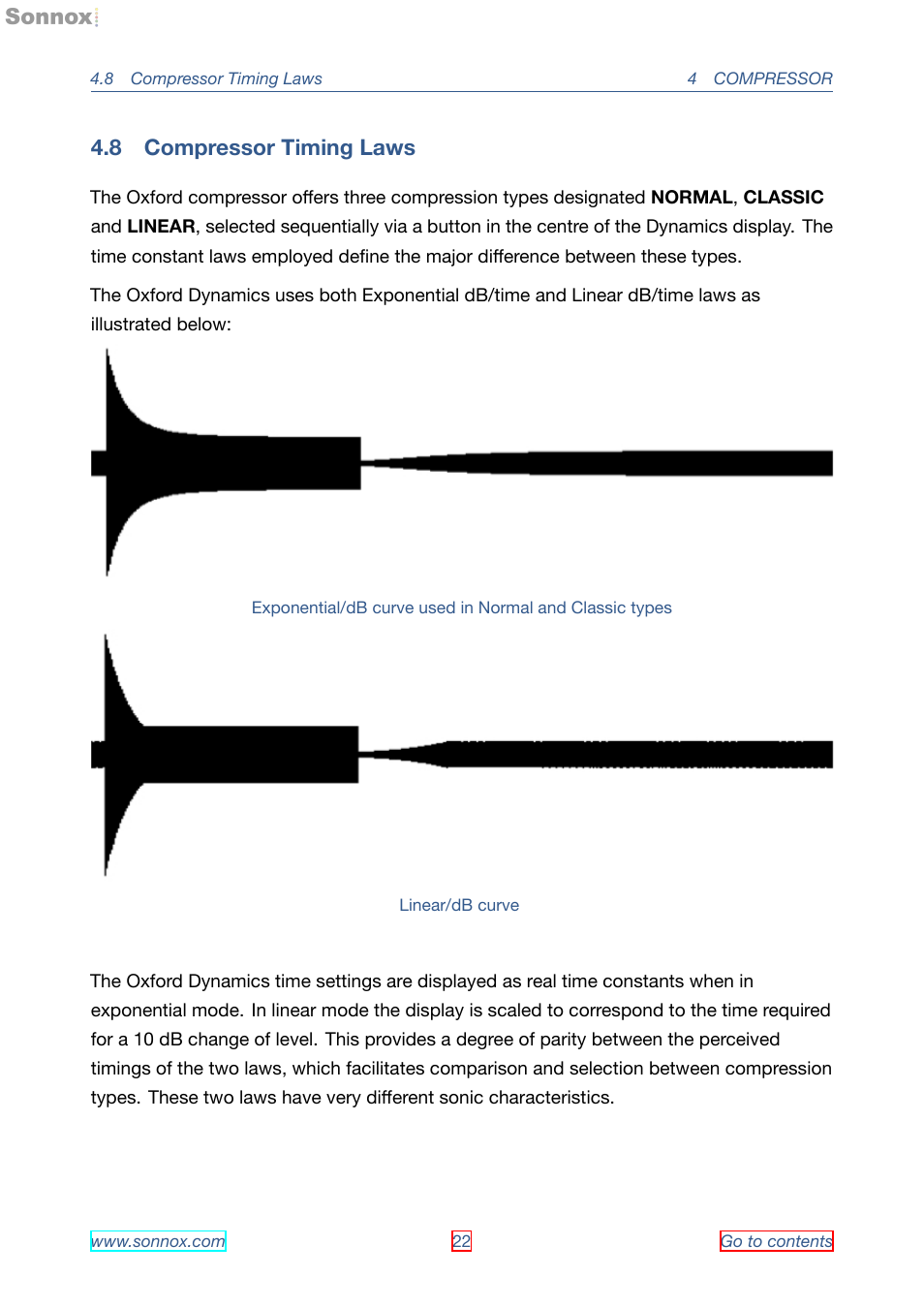 Compressor timing laws, 8 compressor timing laws | Sonnox Oxford Dynamics User Manual | Page 22 / 50