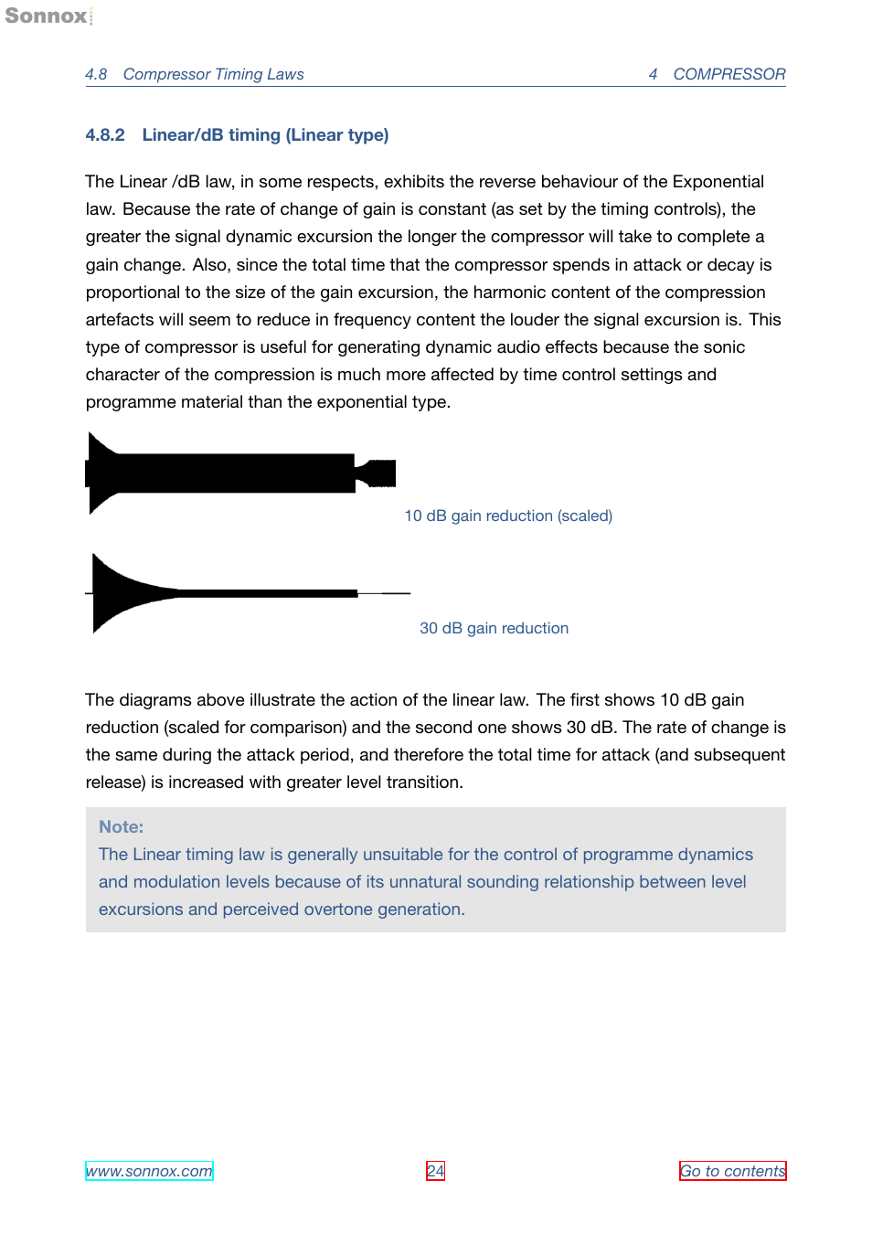 Linear/db timing (linear type), 2 linear/db timing (linear type) | Sonnox Oxford Dynamics User Manual | Page 24 / 50