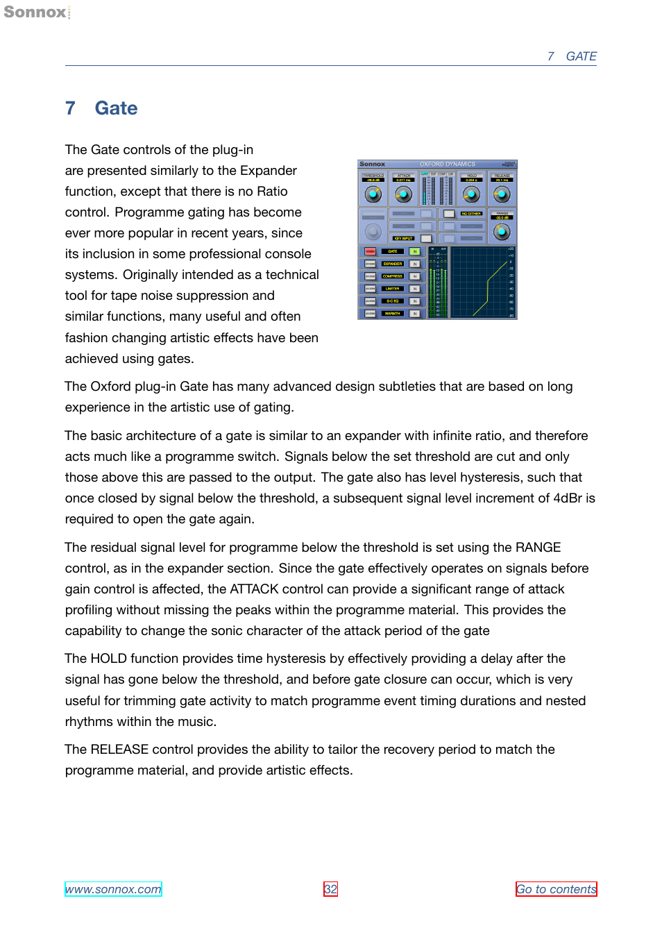 Gate, 7 gate | Sonnox Oxford Dynamics User Manual | Page 32 / 50