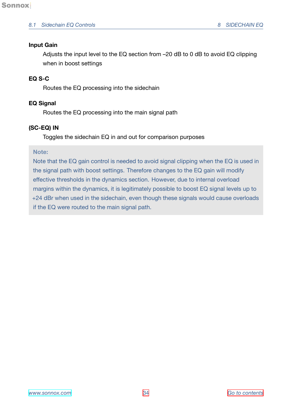 Sonnox Oxford Dynamics User Manual | Page 34 / 50