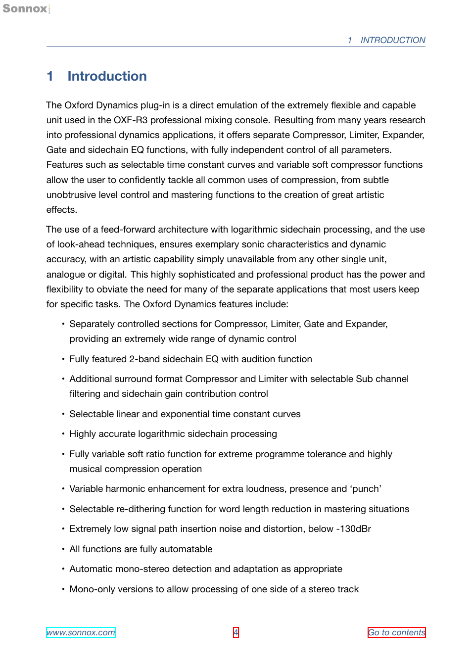Introduction, 1 introduction | Sonnox Oxford Dynamics User Manual | Page 4 / 50