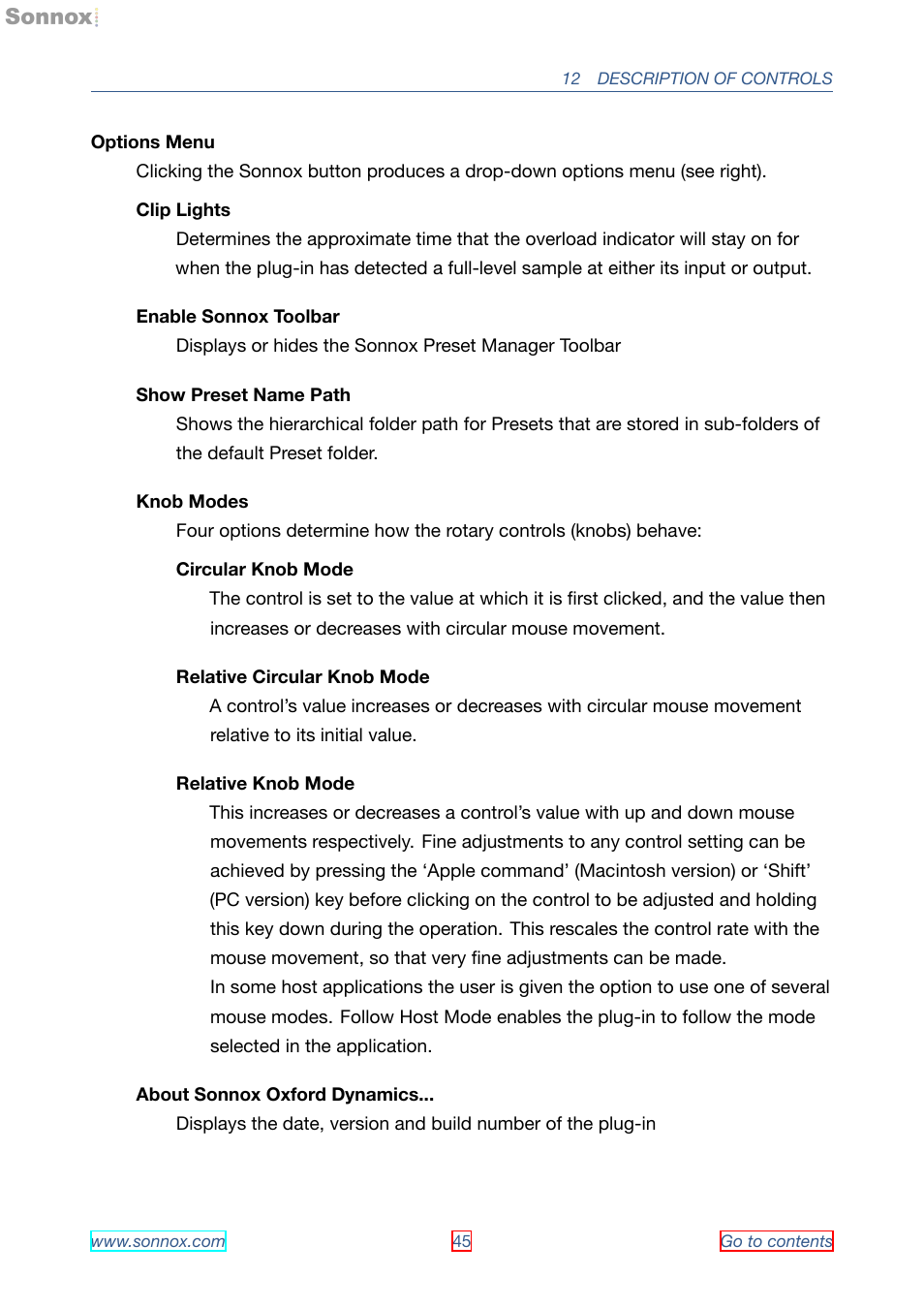 Sonnox Oxford Dynamics User Manual | Page 45 / 50