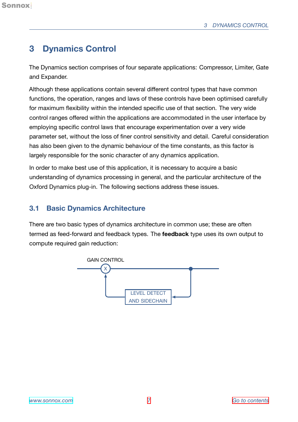 Dynamics control, Basic dynamics architecture, 3 dynamics control | 1 basic dynamics architecture | Sonnox Oxford Dynamics User Manual | Page 7 / 50
