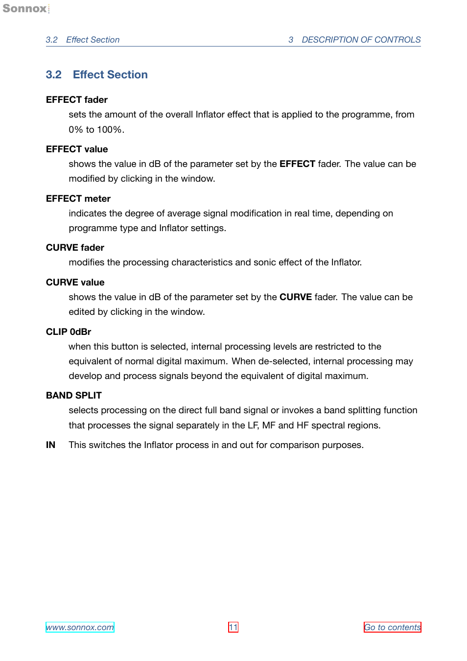 Effect section, 2 eﬀect section | Sonnox Oxford Inflator User Manual | Page 11 / 16