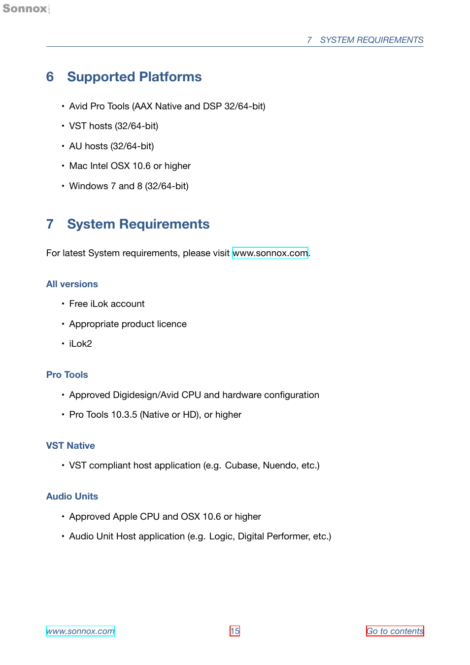 Supported platforms, System requirements, 6 supported platforms | 7 system requirements | Sonnox Oxford Inflator User Manual | Page 15 / 16