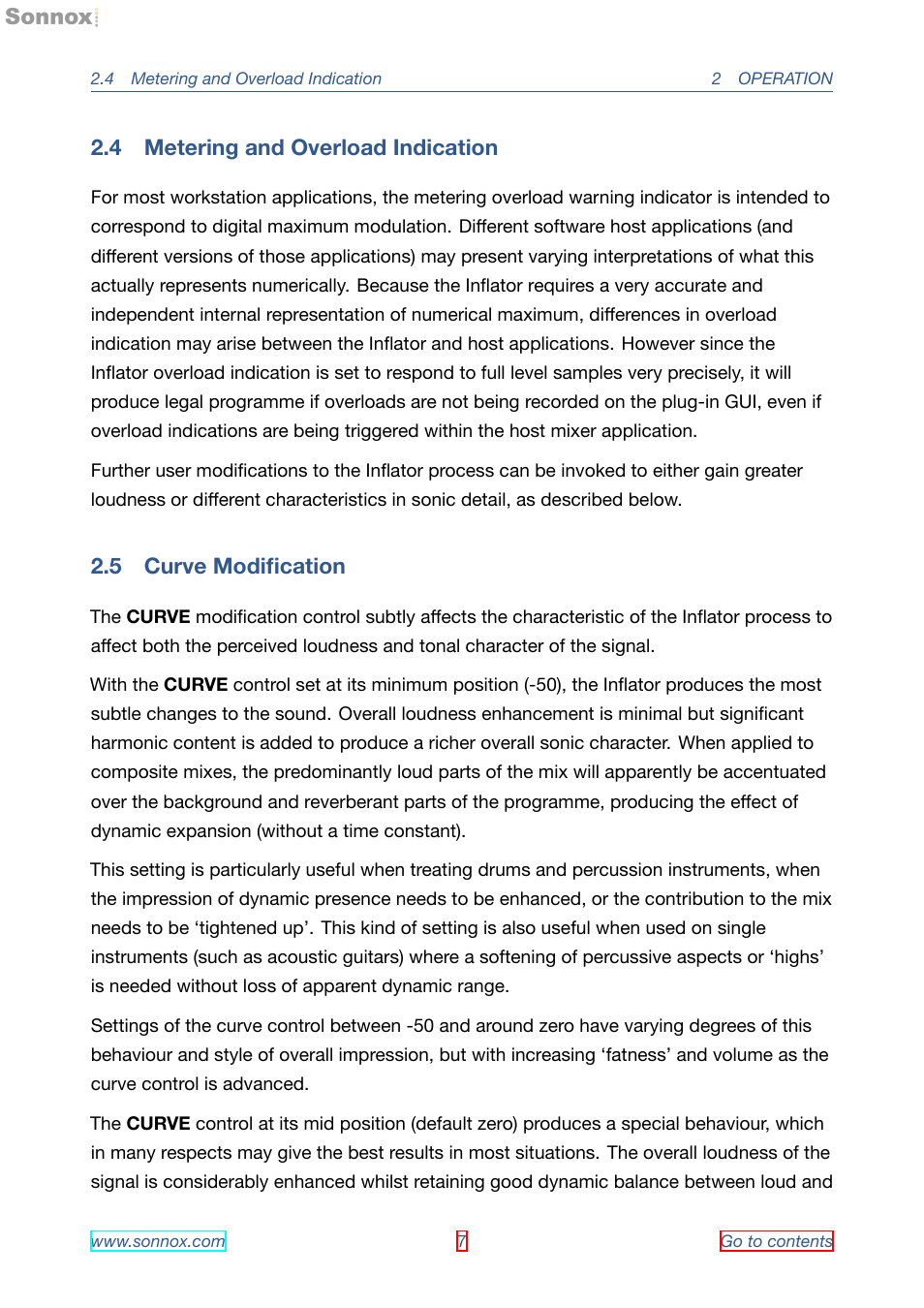 Curve modification, 5 curve modiﬁcation | Sonnox Oxford Inflator User Manual | Page 7 / 16