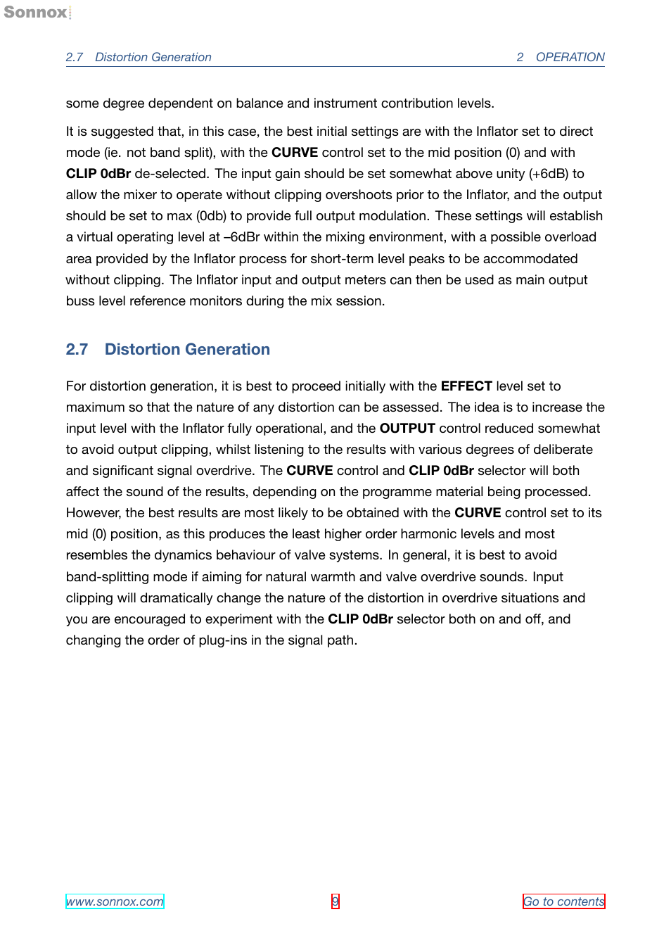 Distortion generation, 7 distortion generation | Sonnox Oxford Inflator User Manual | Page 9 / 16