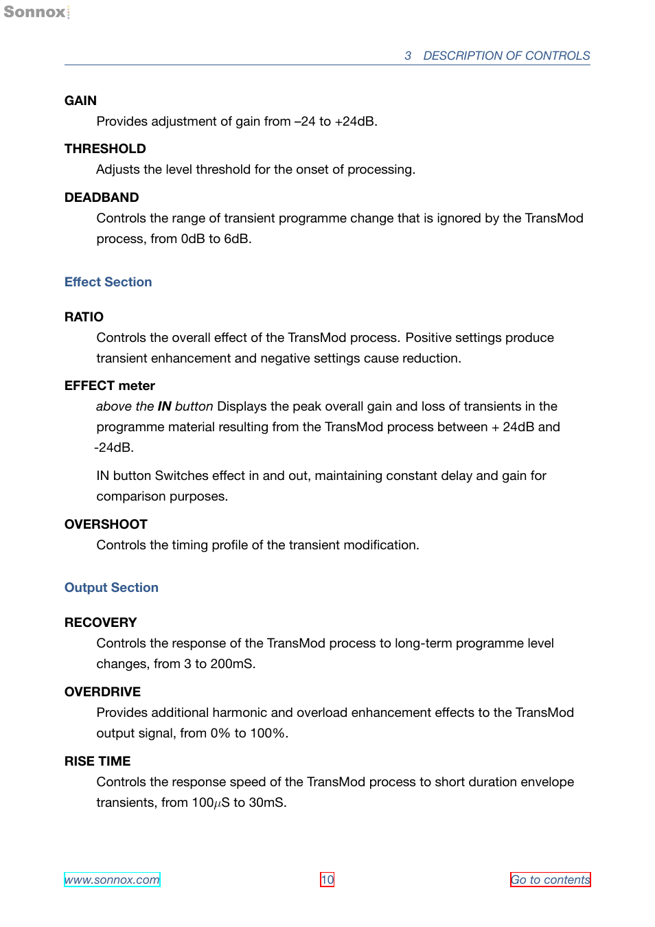 Sonnox Oxford Transient Modulator User Manual | Page 10 / 14