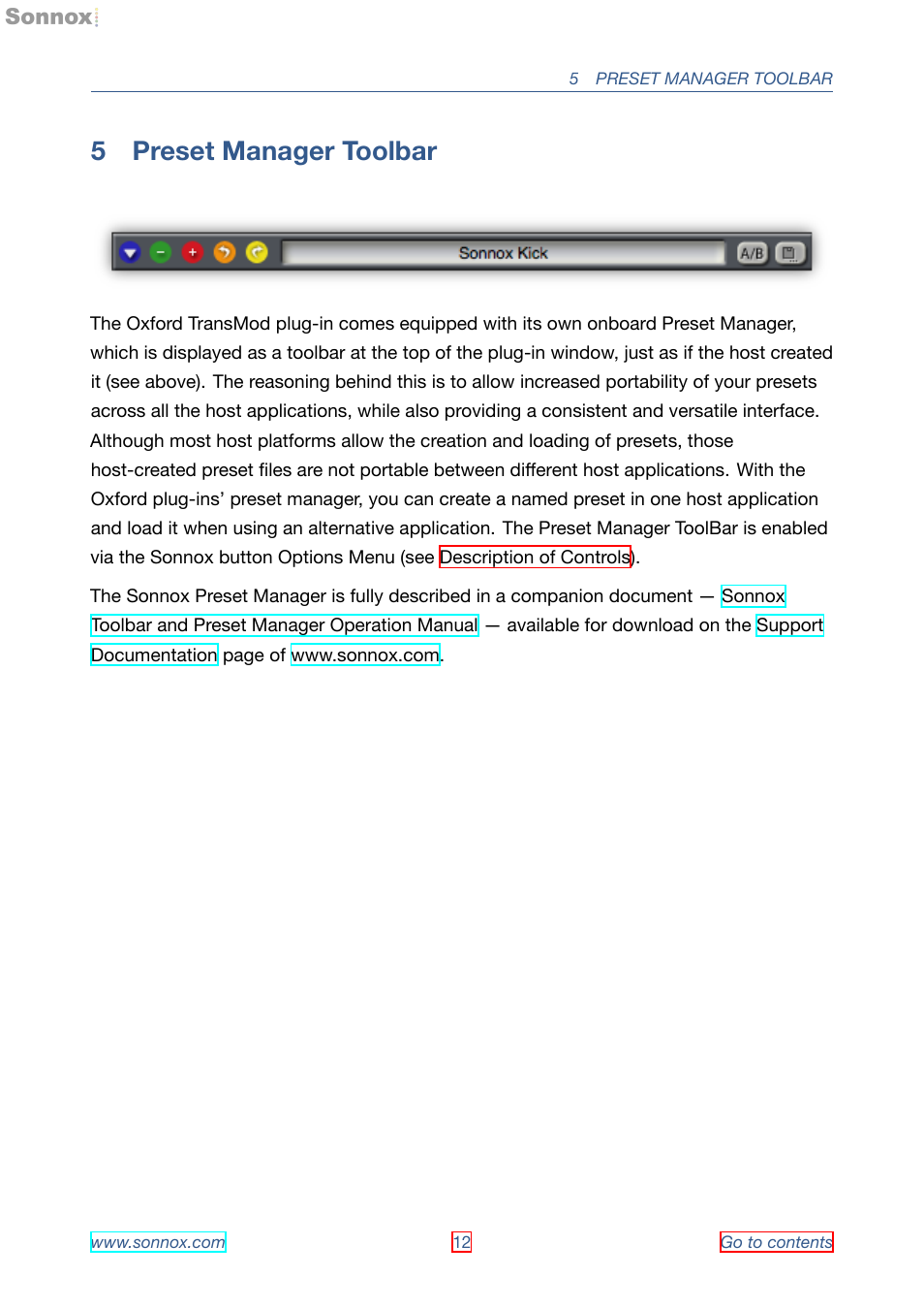 Preset manager toolbar, 5 preset manager toolbar | Sonnox Oxford Transient Modulator User Manual | Page 12 / 14