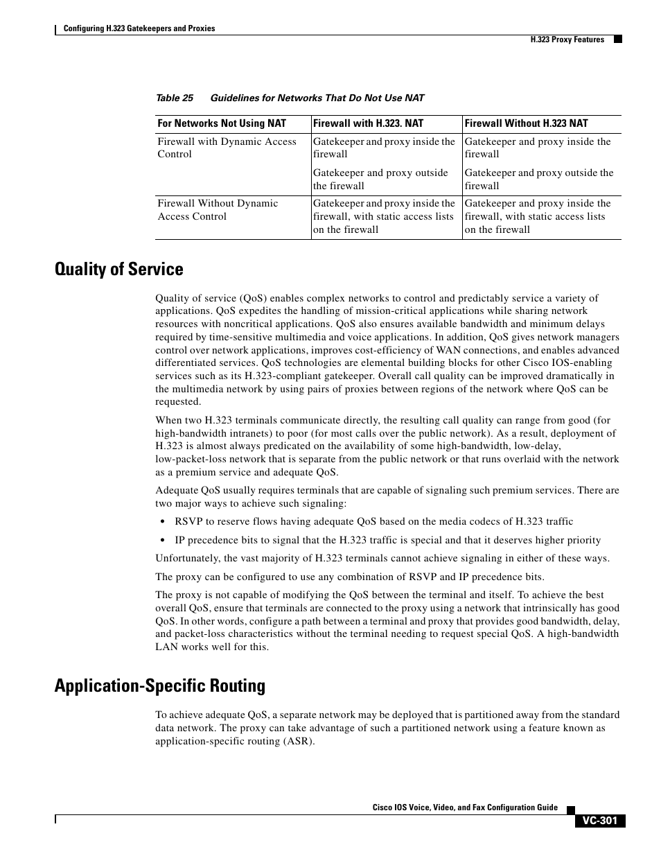 Quality of service, Application-specific routing, Table 25 | Cisco H.323 VC-289 User Manual | Page 13 / 76