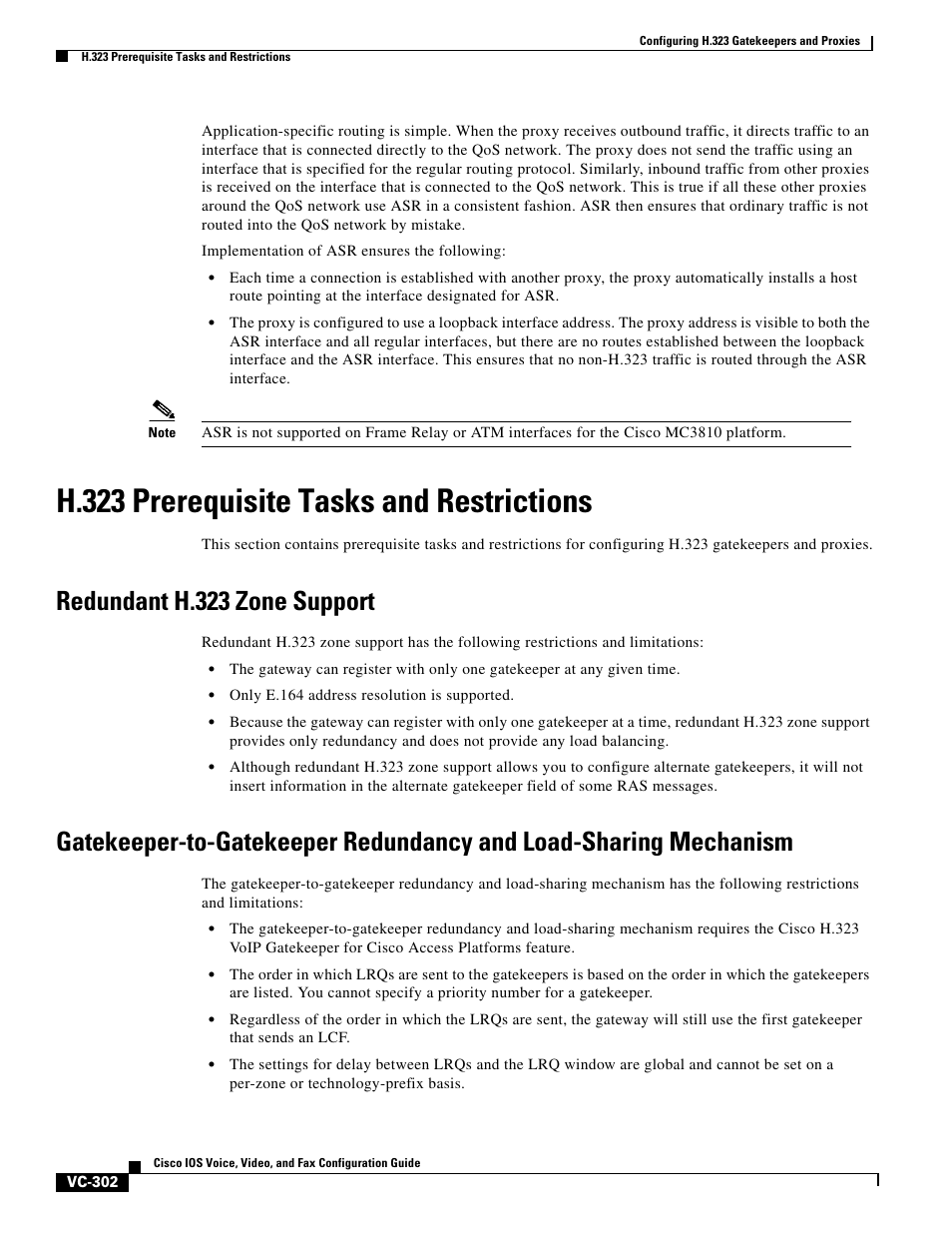 H.323 prerequisite tasks and restrictions, Redundant h.323 zone support | Cisco H.323 VC-289 User Manual | Page 14 / 76