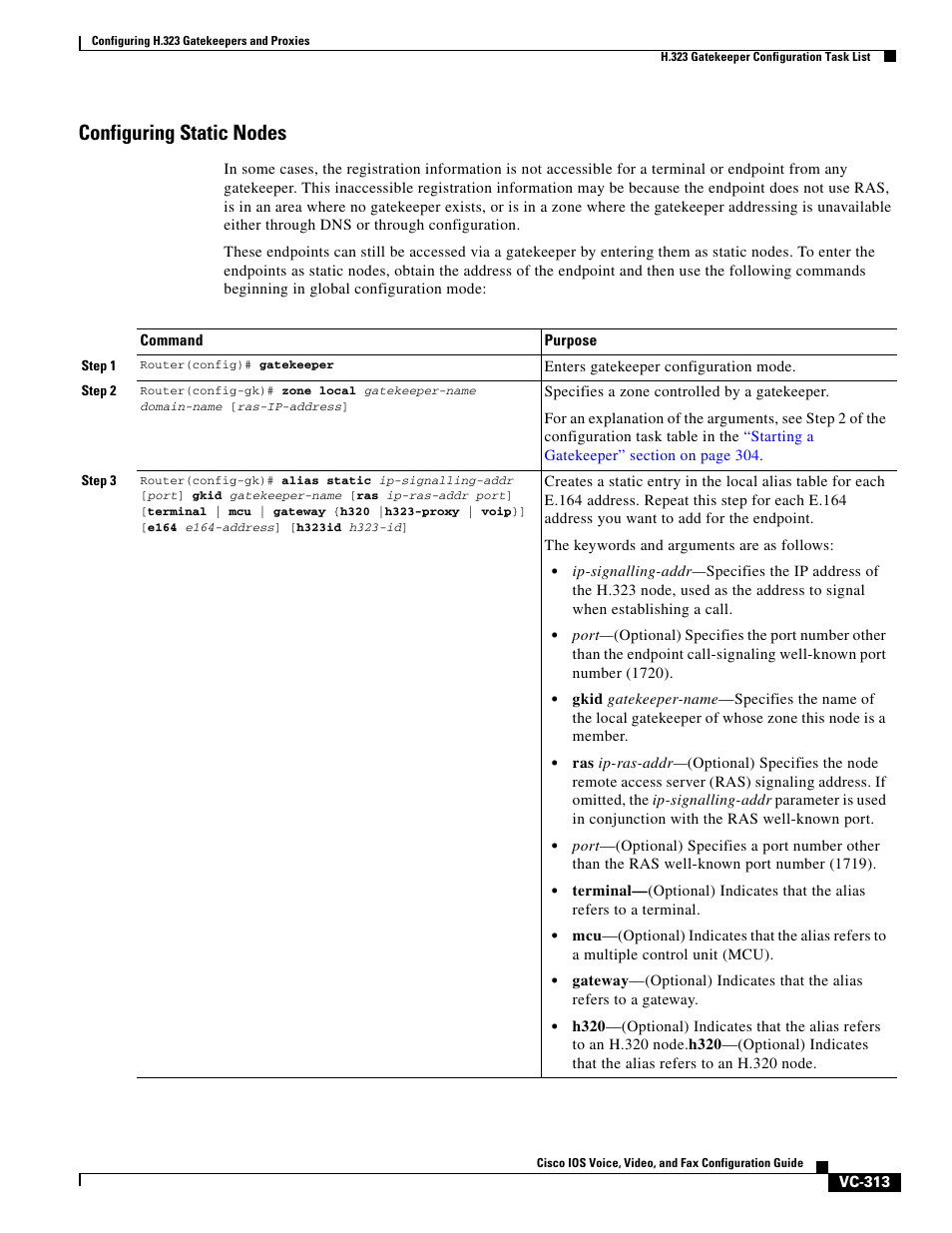 Configuring static nodes | Cisco H.323 VC-289 User Manual | Page 25 / 76