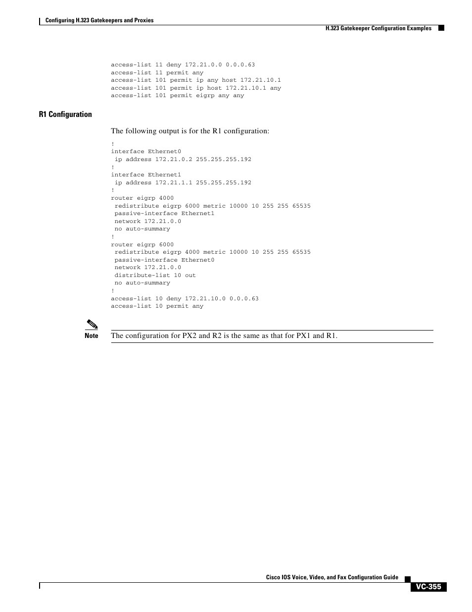 R1 configuration | Cisco H.323 VC-289 User Manual | Page 67 / 76