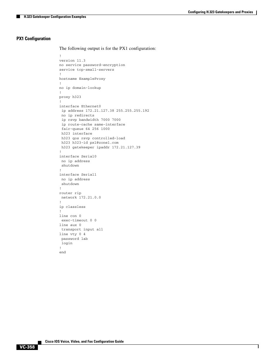 Px1 configuration | Cisco H.323 VC-289 User Manual | Page 70 / 76