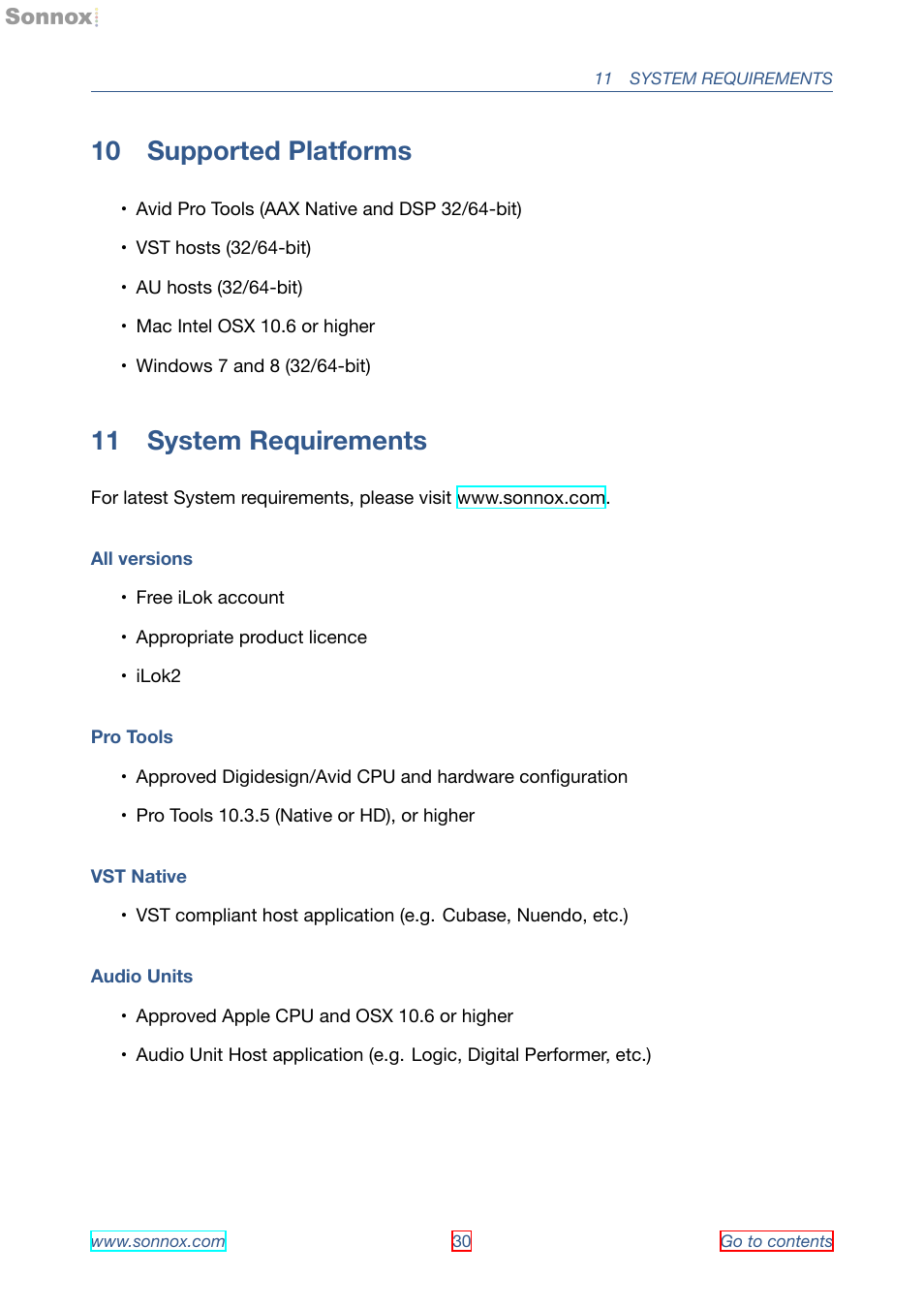 Supported platforms, System requirements, 10 supported platforms | 11 system requirements | Sonnox Oxford Reverb User Manual | Page 30 / 31