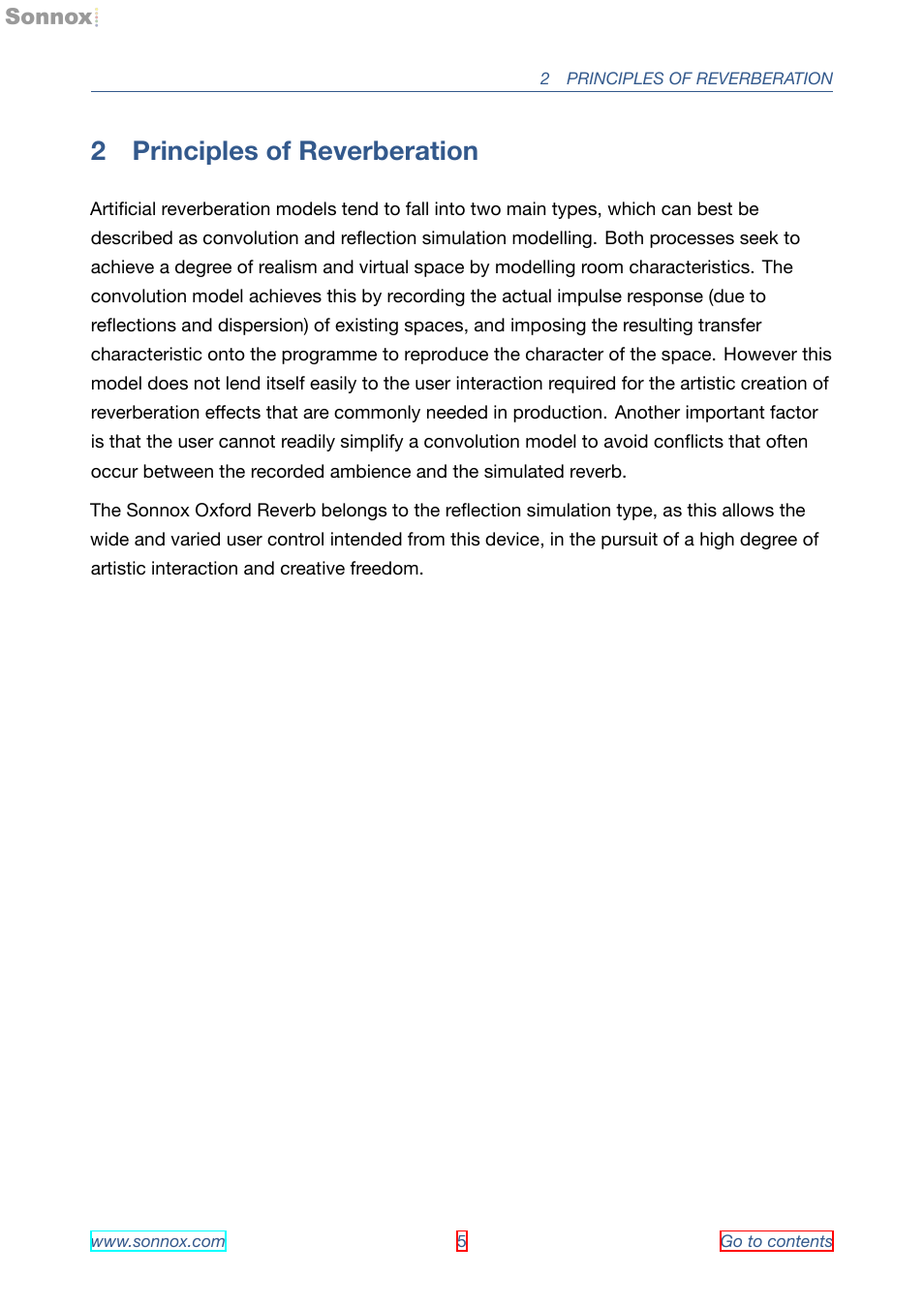 Principles of reverberation, 2 principles of reverberation | Sonnox Oxford Reverb User Manual | Page 5 / 31