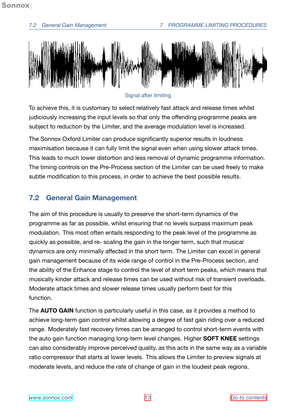 General gain management, 2 general gain management | Sonnox Oxford Limiter User Manual | Page 13 / 40