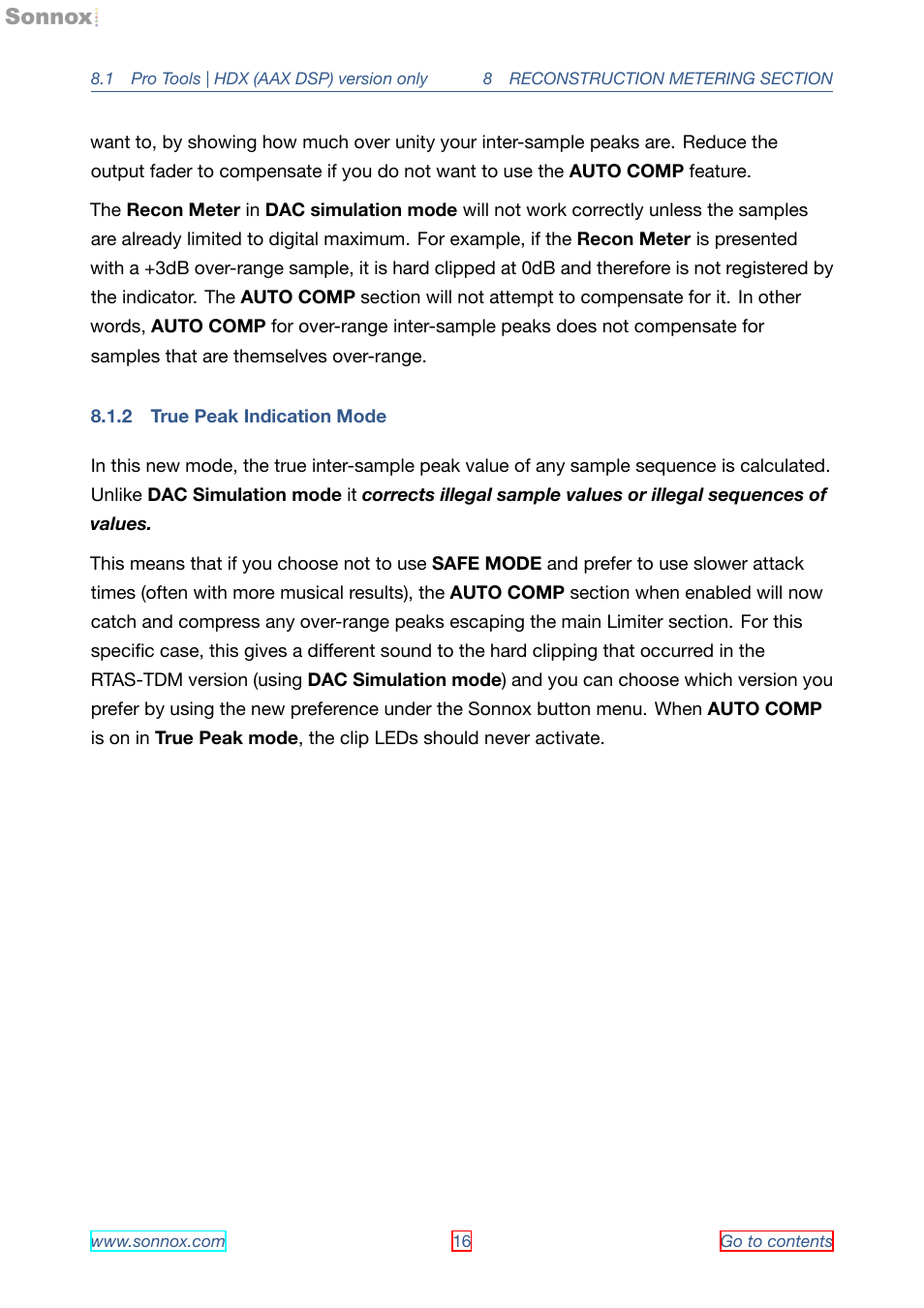 True peak indication mode, 2 true peak indication mode | Sonnox Oxford Limiter User Manual | Page 16 / 40