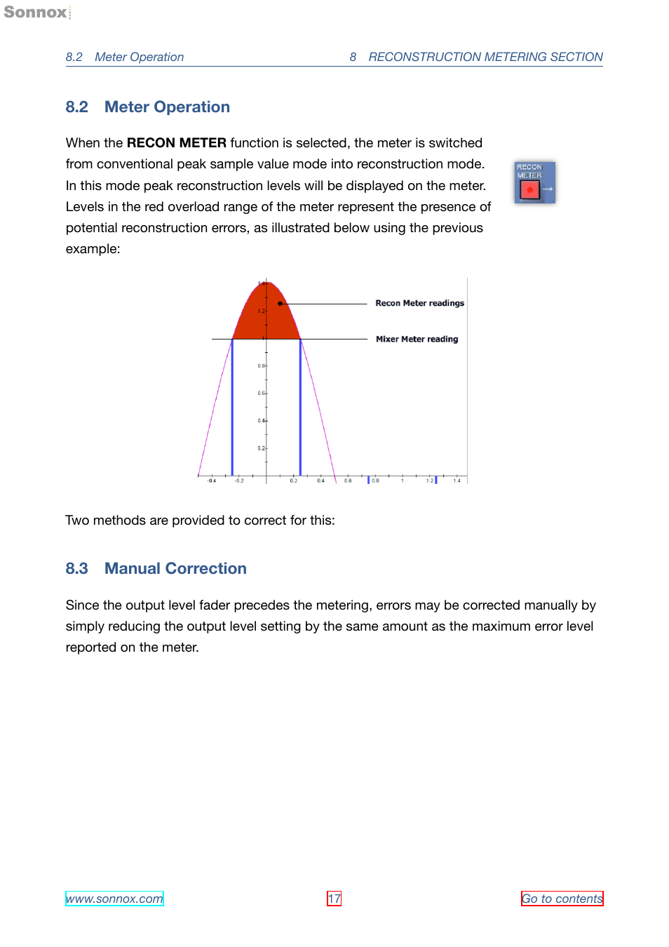 Meter operation, Manual correction, 2 meter operation | 3 manual correction | Sonnox Oxford Limiter User Manual | Page 17 / 40