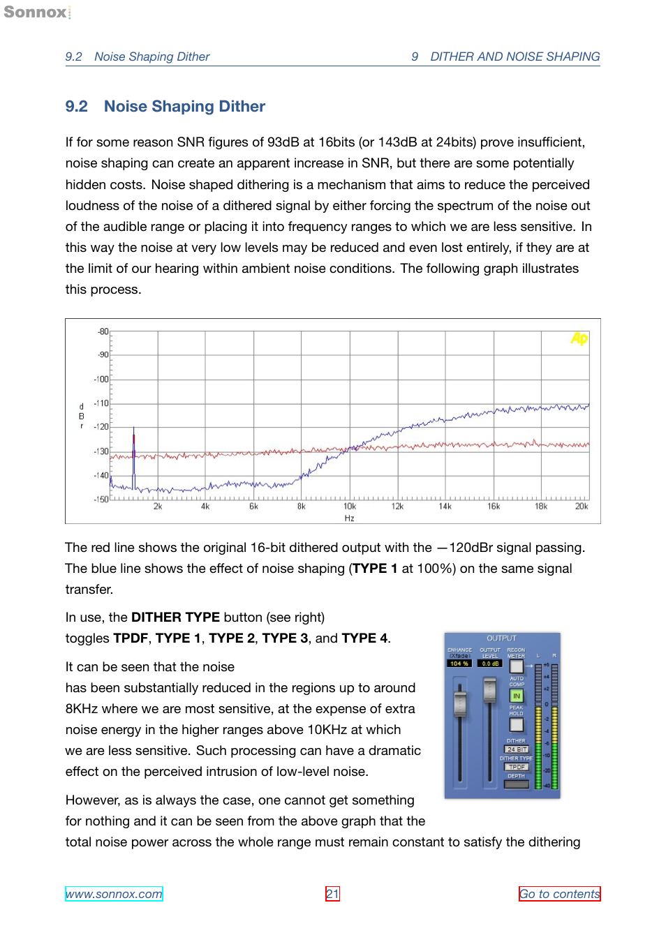 Noise shaping dither, 2 noise shaping dither | Sonnox Oxford Limiter User Manual | Page 21 / 40