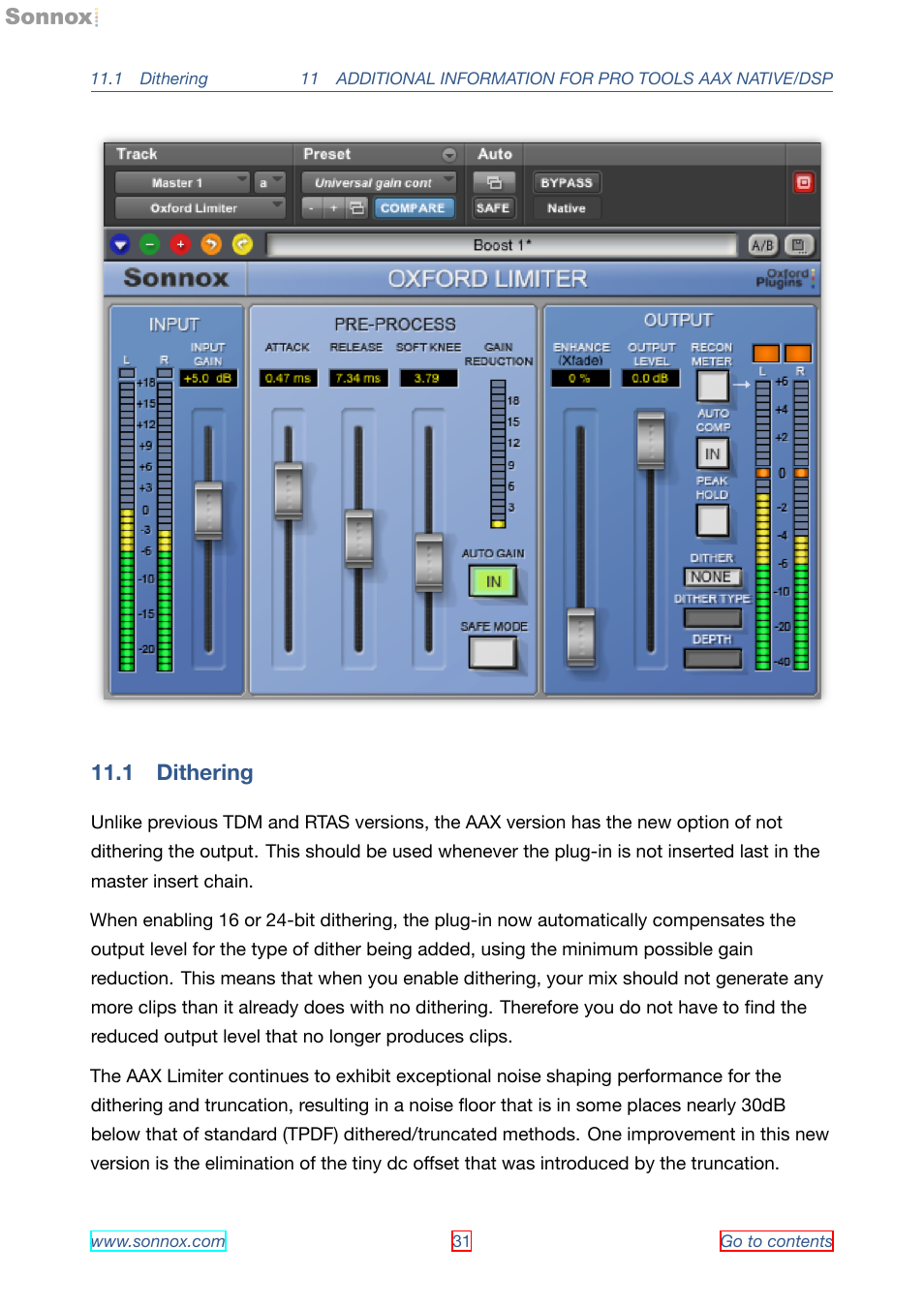 Dithering, Safe mode in combination with dithering, 1 dithering | 2 safe mode in combination with dithering | Sonnox Oxford Limiter User Manual | Page 31 / 40